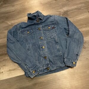 70s  Mizz Lizz Denim Jacket Womens Medium Blue 100% Cotton Trucker Jean Coat